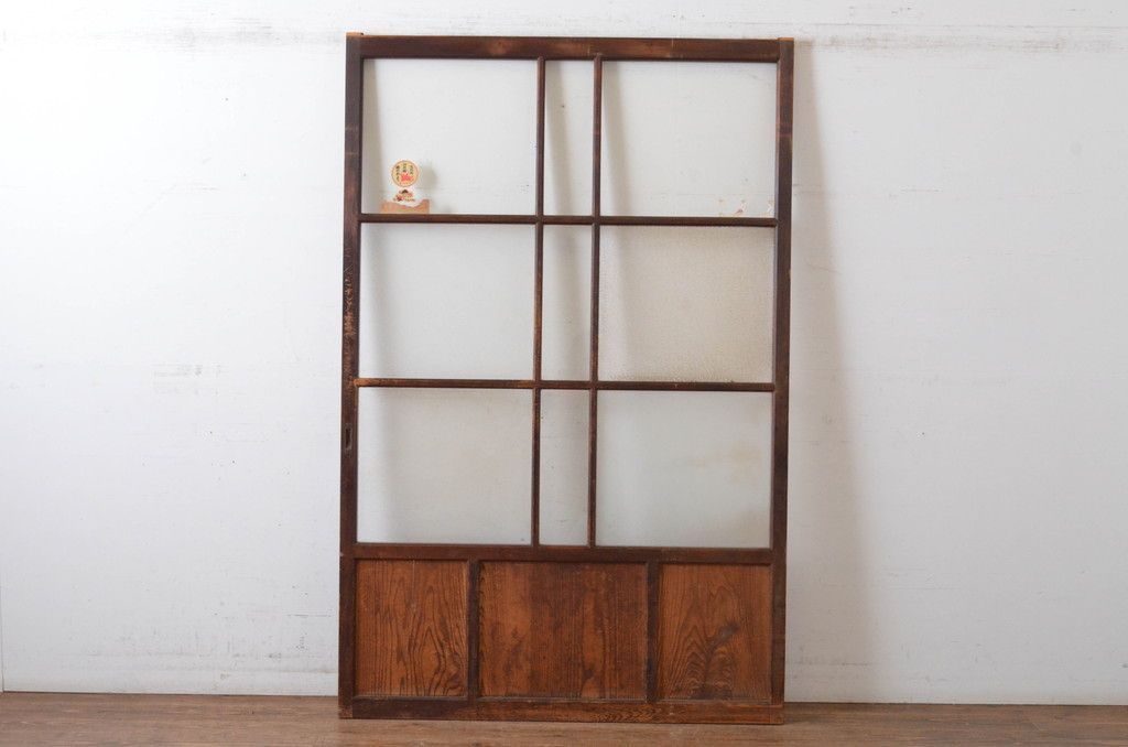 現状販売 幅広ガラス戸 アンティーク建具 大正ロマン ノスタルジック 引き戸 4～7営業日前後で発送 修理加工希望の方3ヶ月程で発送 R-065051