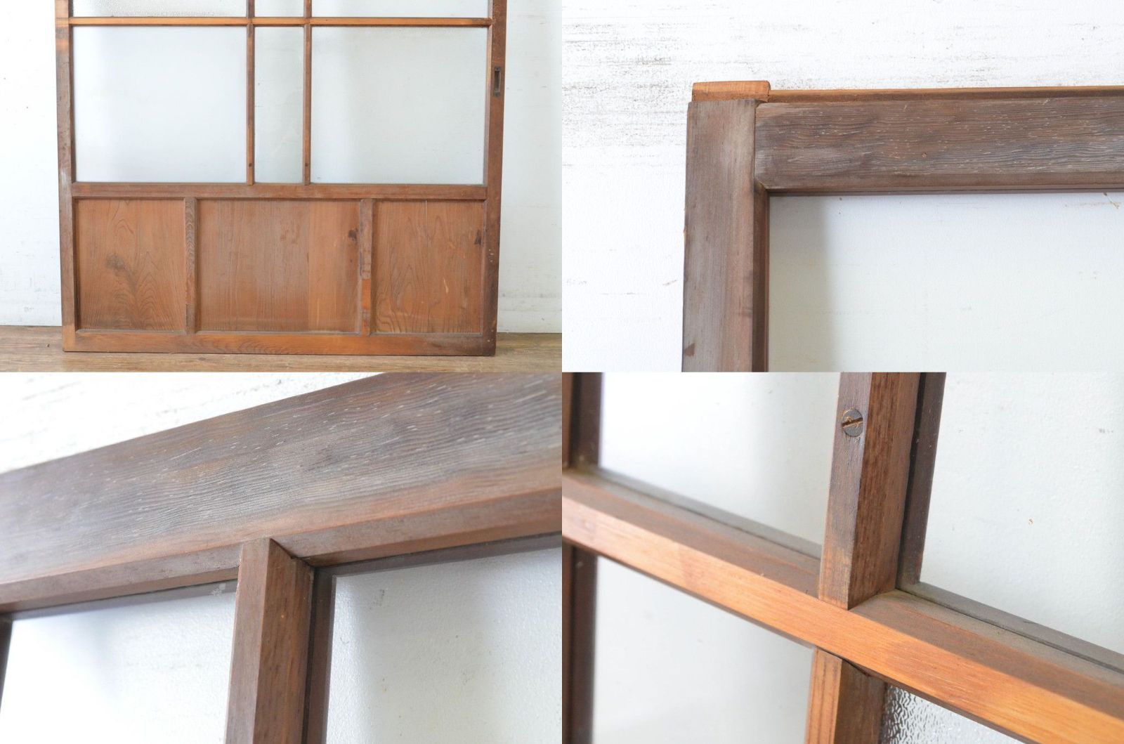  現状販売 幅広ガラス戸 アンティーク建具 大正ロマン ノスタルジック 引き戸 4～7営業日前後で発送 修理加工希望の方3ヶ月程で発送 R-065051 ドア 扉 板戸 障子 住宅設備