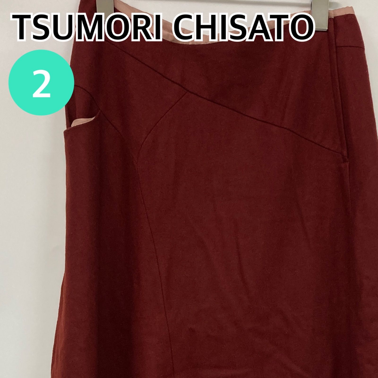 TSUMORI CHISATO ツモリチサト スカート ロングスカート アシンメトリースカート シルク レッド レディース CB 799