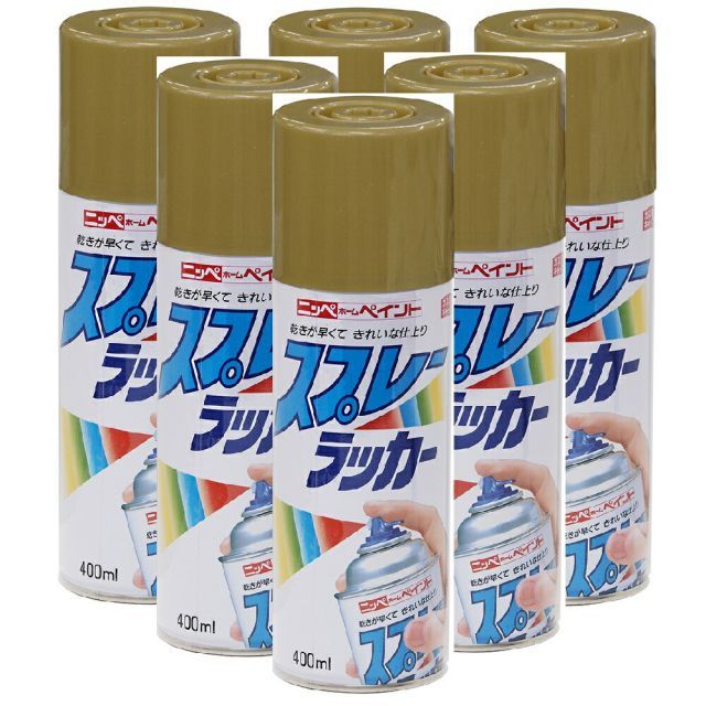 ニッペホームプロダクツ スプレーラッカー 金 ゴールド 400 ML 日本ペイント ６本セット