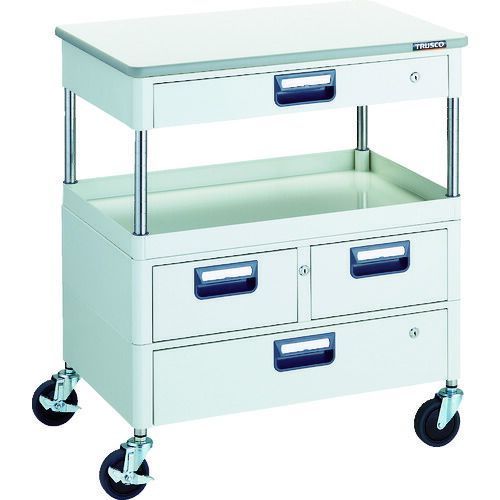 ＴＲＵＳＣＯ フェニックスワゴン 省音 ７５０Ｘ５００ Ｈ８８０ 引出付 天板付 Ｗ色