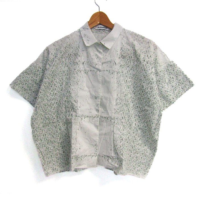 ジルサンダー 半袖シャツ コットン ブランド トップス 白 レディース ホワイト グリーン JIL SANDER