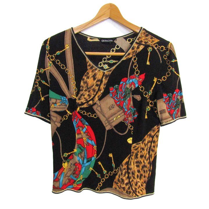 伊太利屋 カットソー シャツ 半袖 ストレッチ ブランド トップス 黒