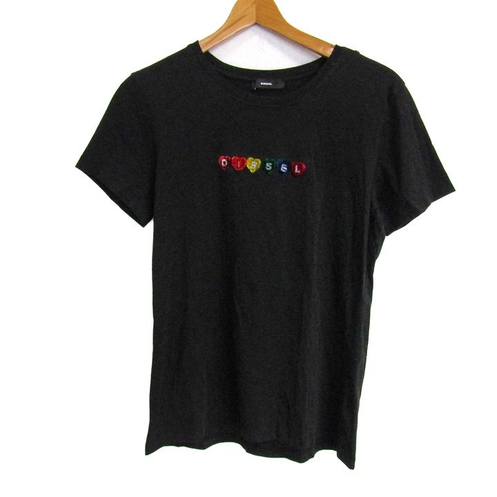 ディーゼル 半袖Tシャツ ハートプリント ブランド トップス 黒