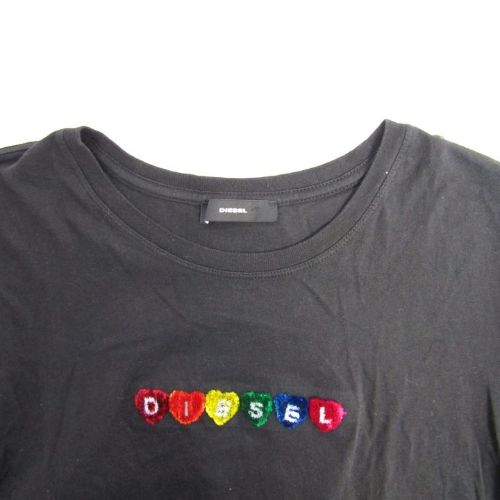[新品未使用]DIESEL ハートプリント 半袖Tシャツ M ディーゼル 半袖Tシャツ ハートプリント ブランド トップス 黒