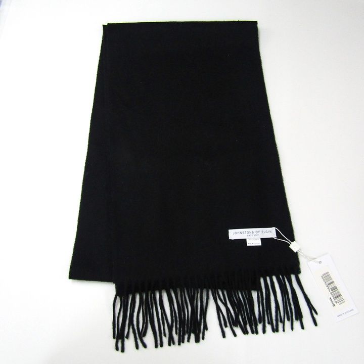 ジョンストンズ マフラー カシミヤ スコットランド製 ブランド メンズ レディース ブラック JOHNSTONS