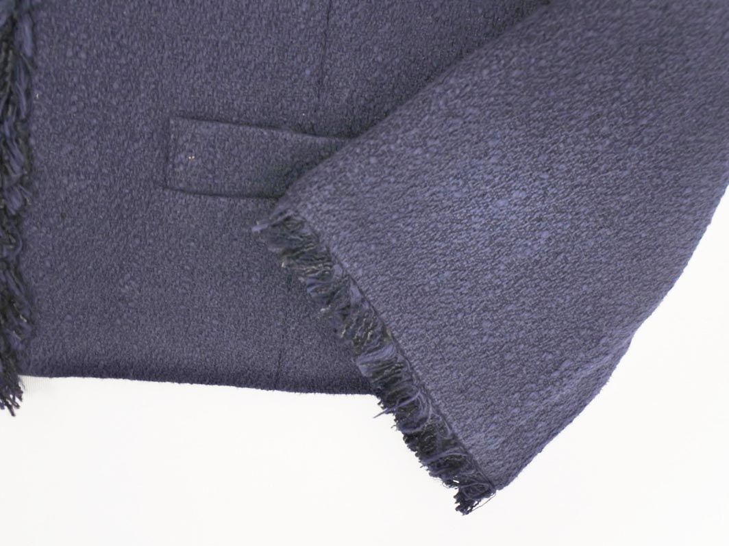 M-PREMIER エムプルミエ ツイード ノーカラー ジャケット size36/紺