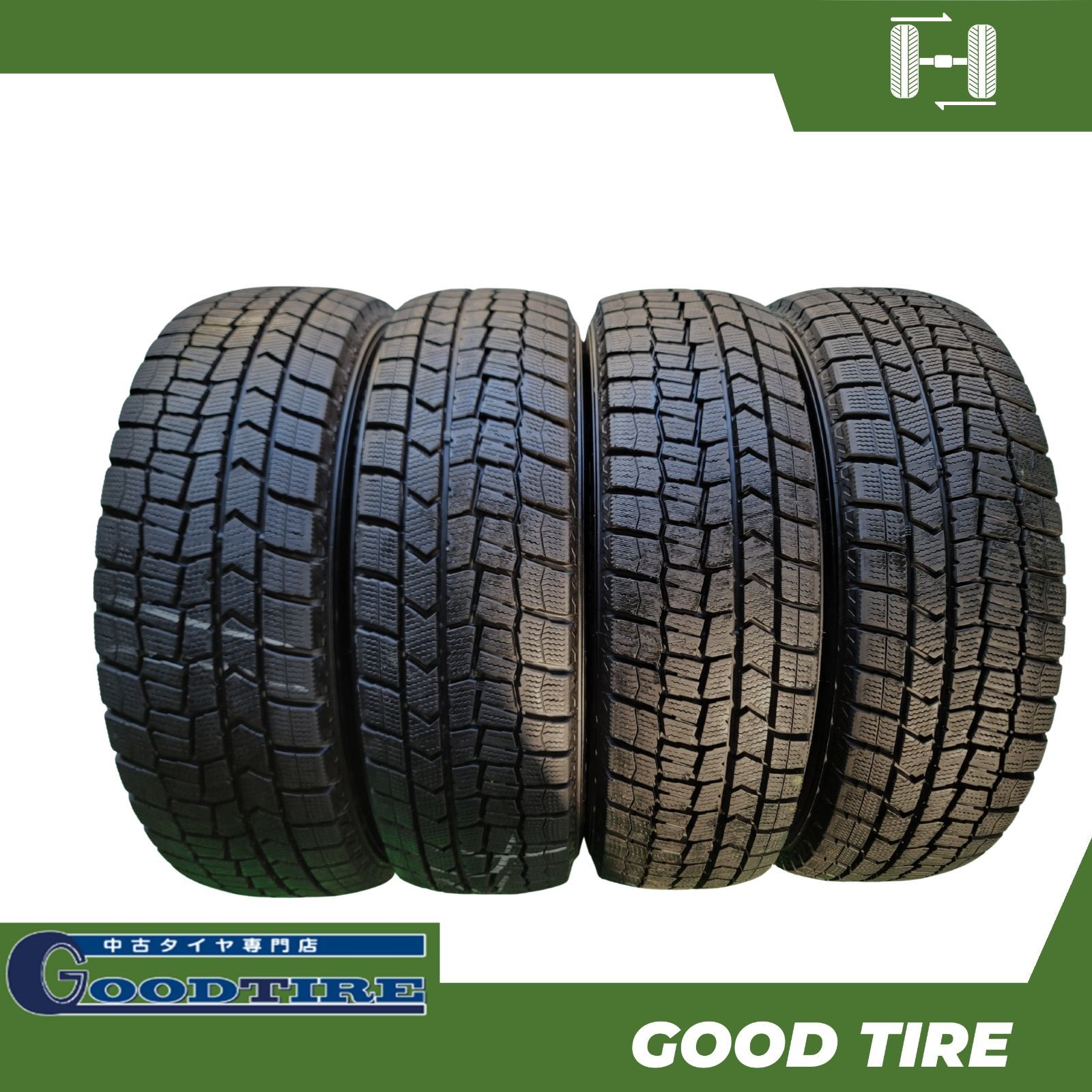 175 65 R 15 ダンロップ WM 02 製 4本 冬用 9分山 タイヤ アクア フィット ノート 7193