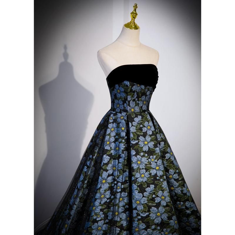 カラードレス 編み上げ 花柄 ビスチェ ベアトップ ロングドレス 結婚式 二次会 発表会 演奏会 ウェディングドレス ウエディングドレス プリンセス Aラインドレス イブニングドレス コンサート コンクール パーティードレス ブライダル 花嫁 披露宴