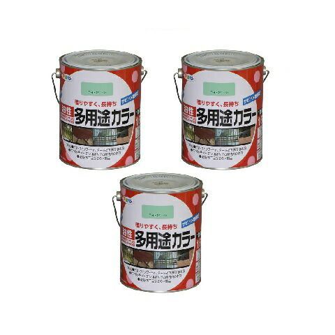 塗装 アサヒペン 油性多用途カラー 1．6L ライトグリーン 3缶セット