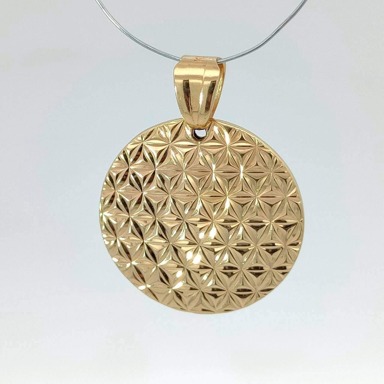 18金 K 18 麻の葉模様 デザインネックレストップ 男女兼用 1.49 g D 725