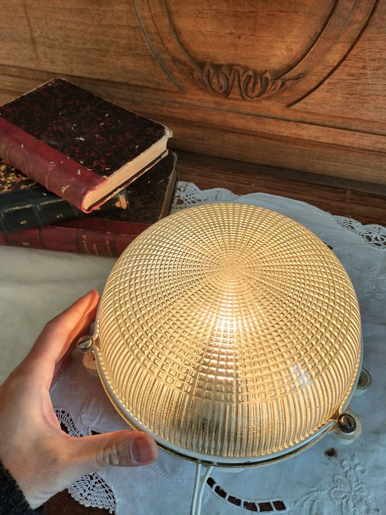 フランス アンティーク 丸い ベークライト 系 カプセル ランプ ガラス インダストリアル 50 s