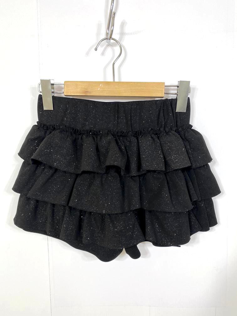 ANDWANG アンドワン W 24-997-005 Kirakira frill culotte mini skirt スカート sizeM 黒 レディース