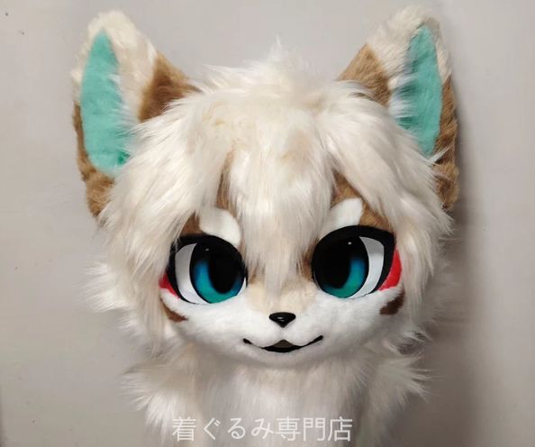 猫 リアルスタイル ケモノ マスク ファースーツ コスプレ コスチューム ファースーツ 猫 マスク 着ぐるみセット グリーン ケモノ ファースーツ