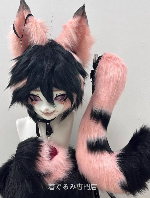 ファースーツ kig マスク 着ぐるみセット グリーン ケモノ ファー