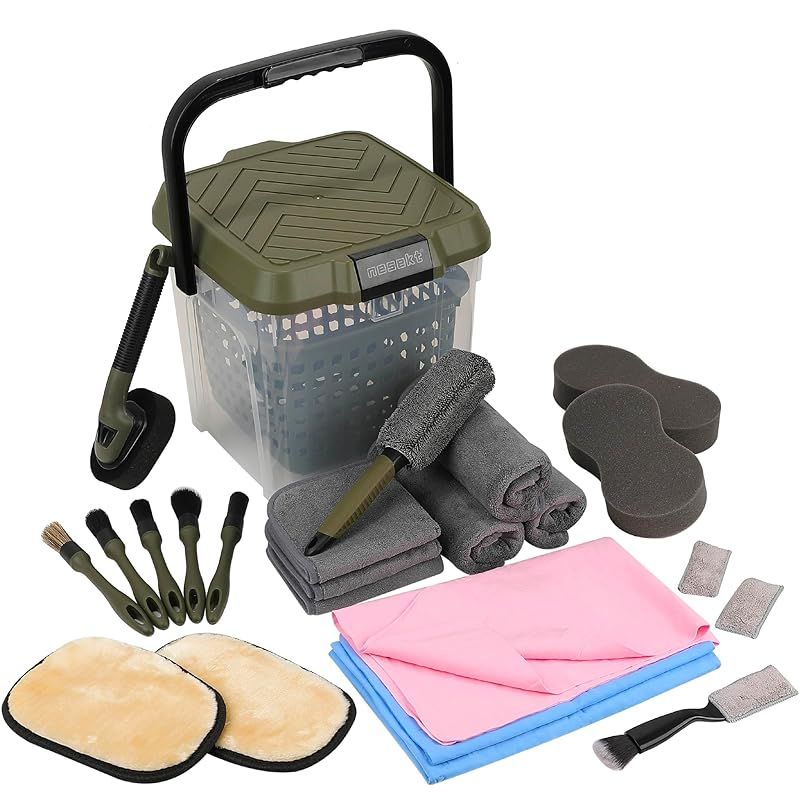 ネセクト 洗車セット25点 耐荷重100 kg 踏み台バケツ＆収納バスケット付属 ミニバン SUV グリットガード 洗車用品 日本 企画品