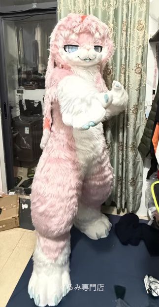 ウサギ 兎 ファースーツ マスク 着ぐるみセット グリーン ケモノ 全頭ヘッド ぬいぐるみ コスプレ コスチューム