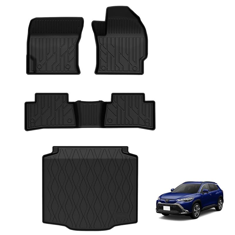 Jiooy トヨタ 新型カローラクロス 10系 フロアマット セカンドマット ラゲッジマット 4点セット COROLA CROSS カーマット カローラクロス 3 D立体 ラゲッジトレイ TPE 防水 汚れ防止 取付簡単 車種 設計