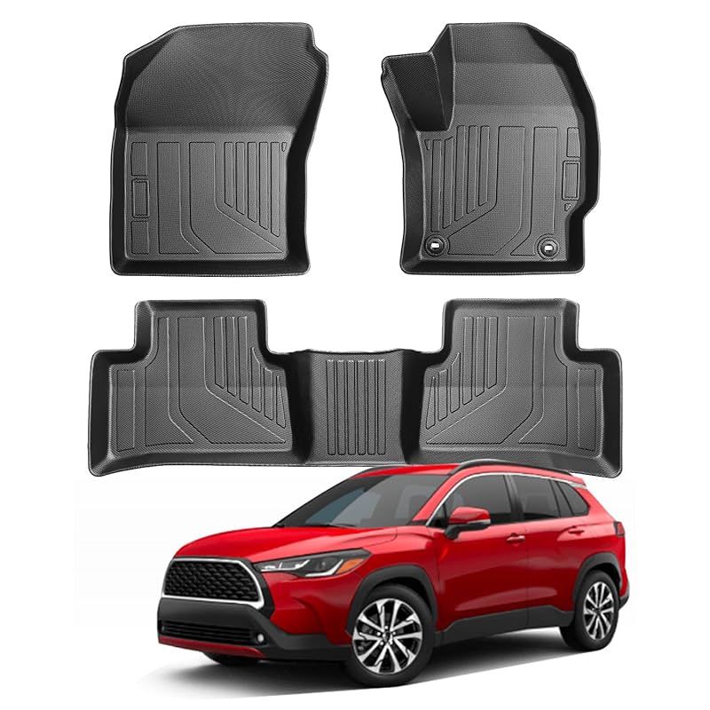 Hawjogトヨタ カローラクロス 10系 2 WD フロアマット 3 D立体 カーマット TOYOTA COROLA CROSS 10 カーマット前席 2列目車 設計 TPE素材 耐汚れ 耐摩耗 抗菌 防水 滑り止め 取付簡単 カー用品 保護パーツ P
