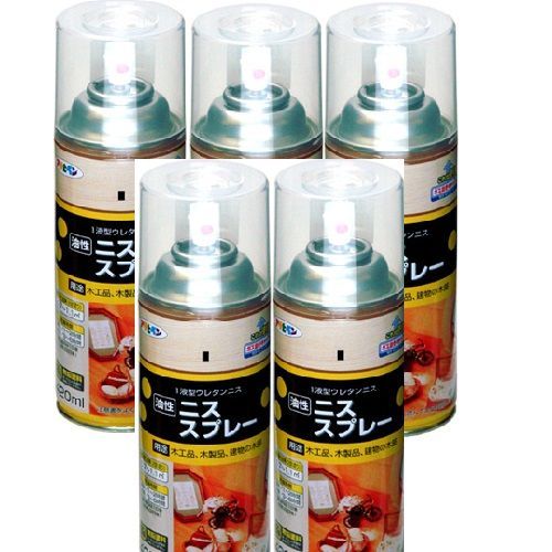 アサヒペン ニススプレー ４２０ＭＬ 透明 クリヤ 5缶セット