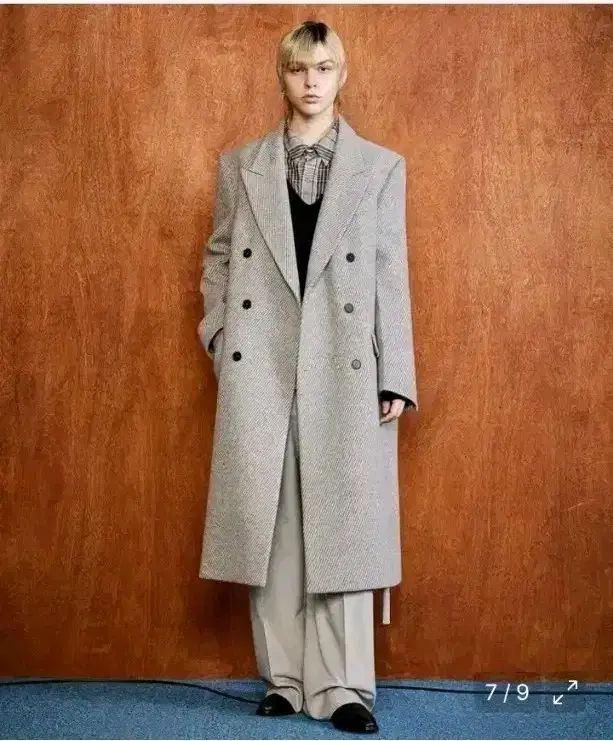 LMOOD エディ ダブル ロングコート グレー 46