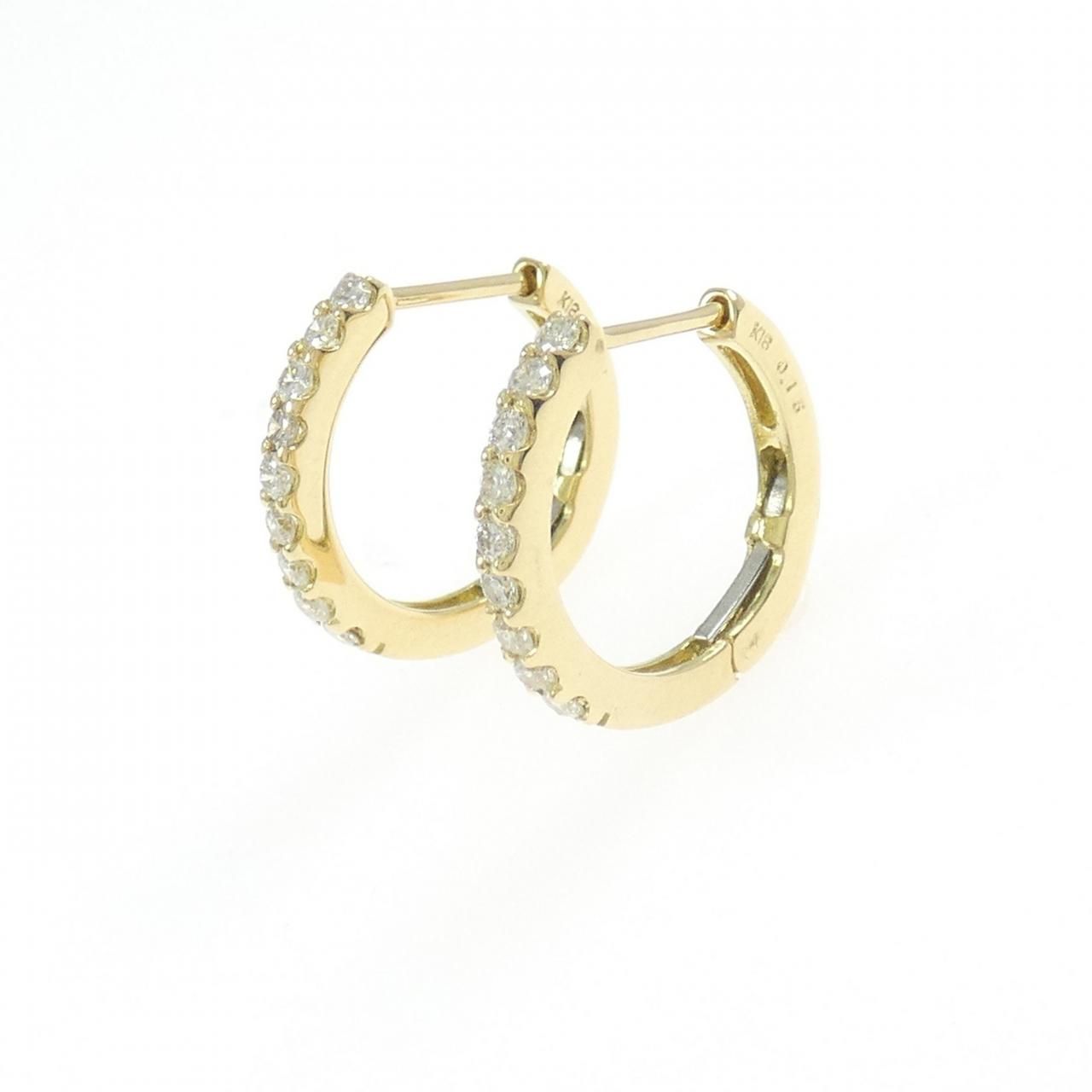 K 18 YG ダイヤモンド フープ ピアス 0.30 CT