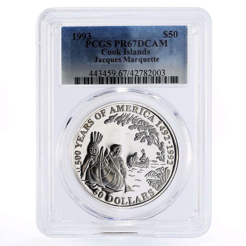 クック諸島 50ドル ジャック・マルケット ボート PR67 PCGS 銀貨 1993