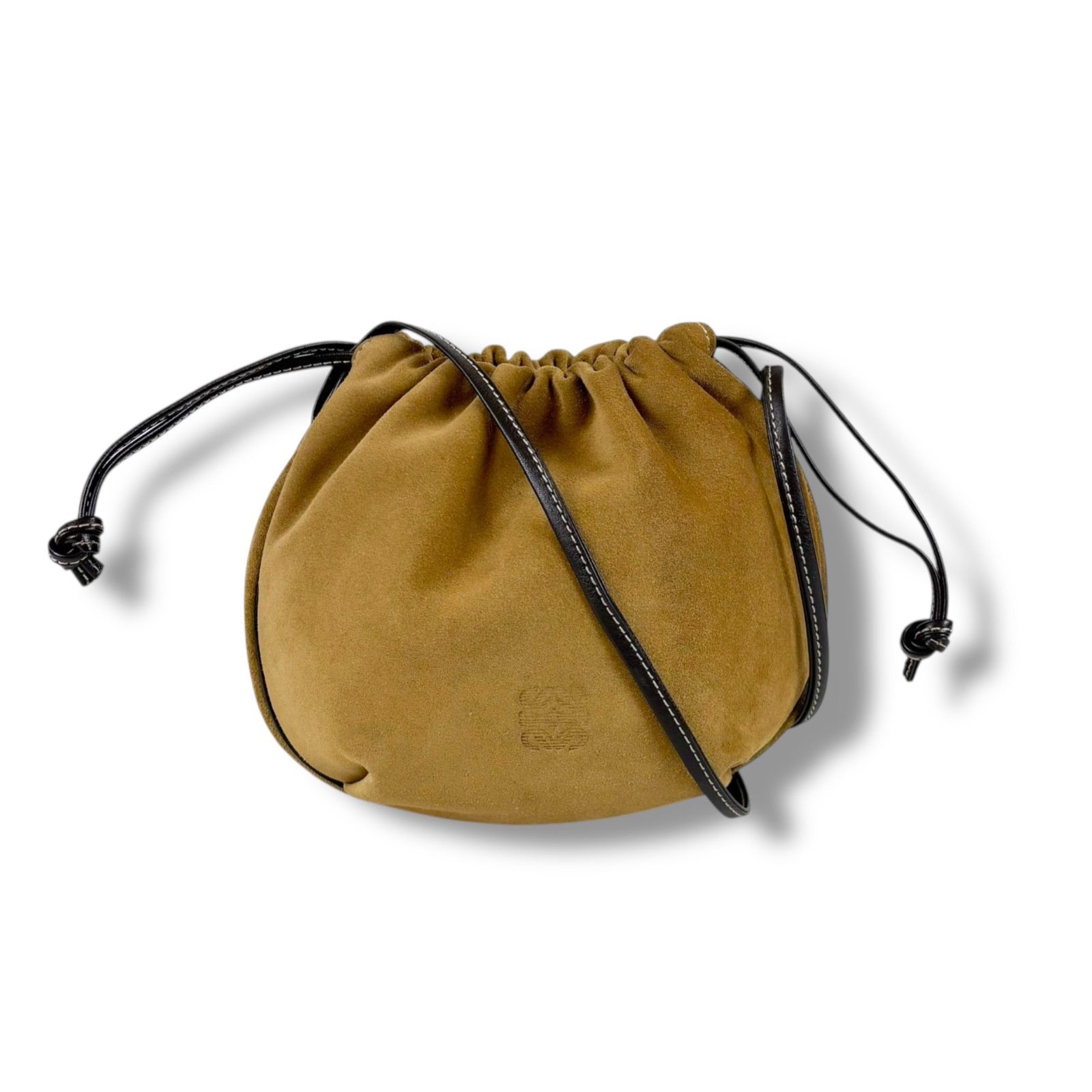 ロエベ LOEWE ミニショルダーバッグ 巾着型 ドローストリング ブラウン