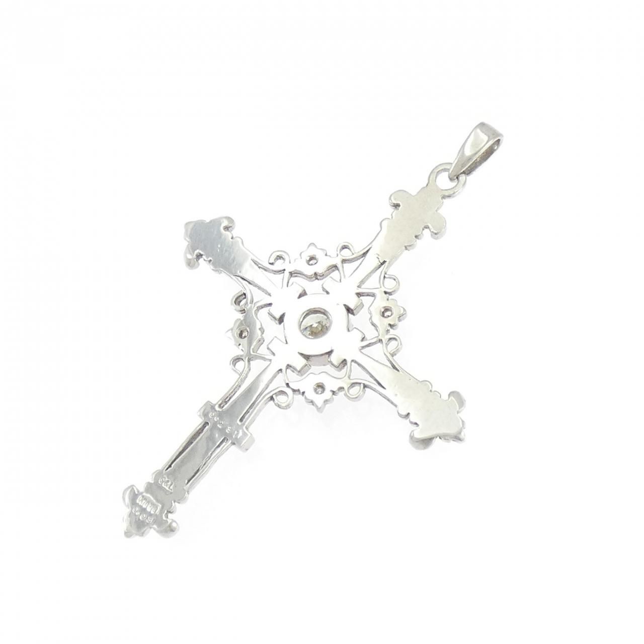 K 18 WG クロス ダイヤモンド ペンダント 0.231 CT