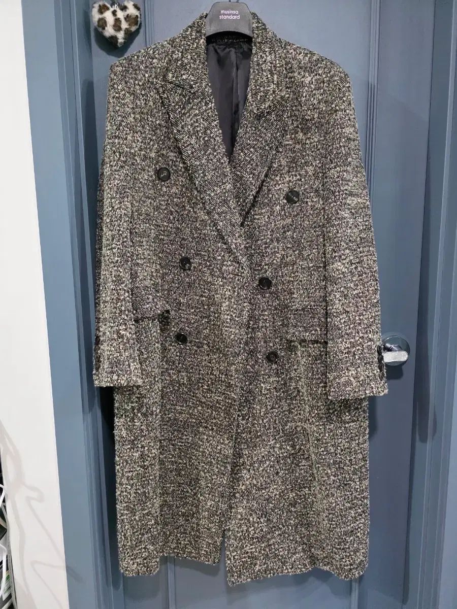 クアー ブラウン ヘリンボーン ダブル コート M