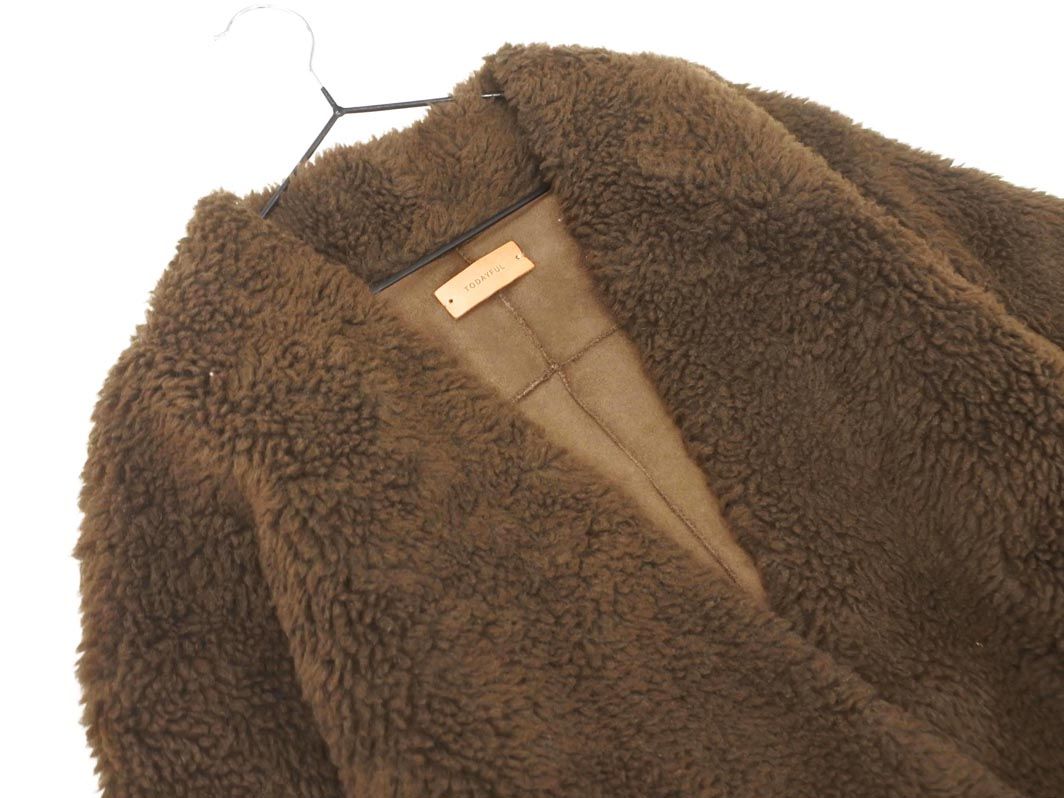 TODAYFUL トゥデイフル ムートン調 ロング コート size38/ブラウン