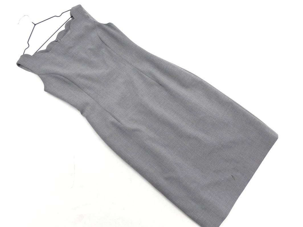 foxey フォクシー ウール混 スカラップ ワンピース size38/グレー