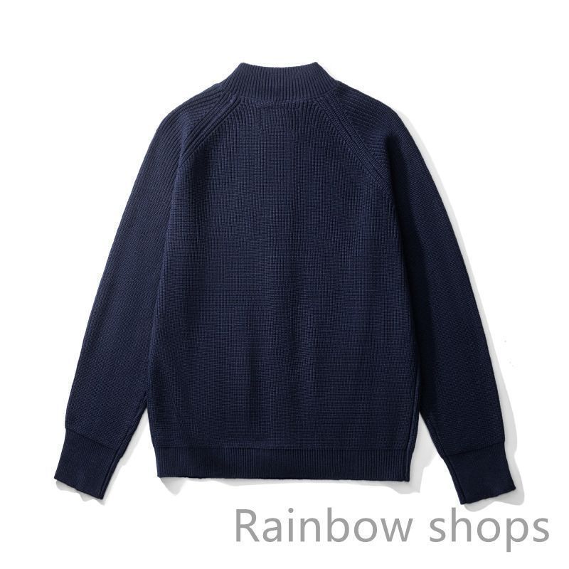 秋冬メンズファション ラグランスリーブ 無地 暖かいウールニットセーター ニットカーディガン 上着 S XXLダークグレー