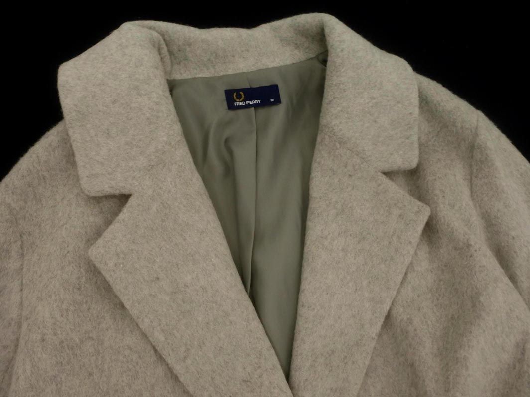 美品 FRED PERRY グレー ピーコート UK 10 ウール 起毛 FRED PERRY（フレッドペリー） クラシック カーディガン K9551 メンズ
