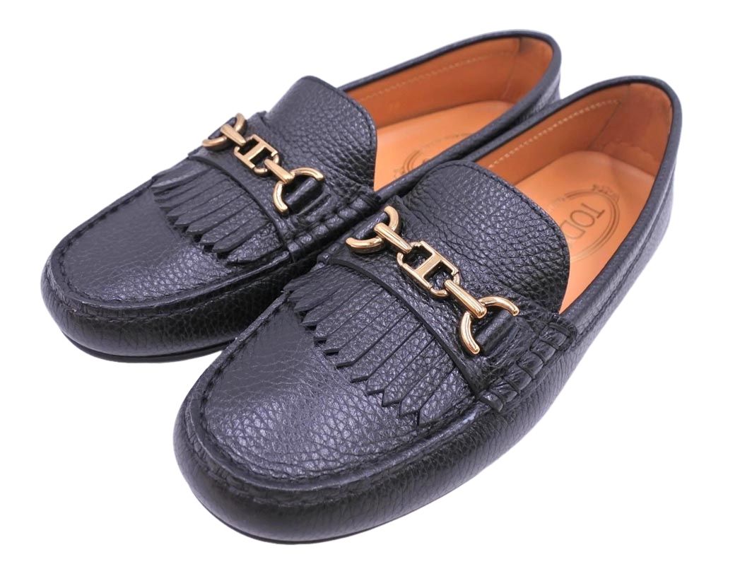 TOD S トッズ レザー ローファー シューズ size 38 24ｃｍ位 黒 レディース