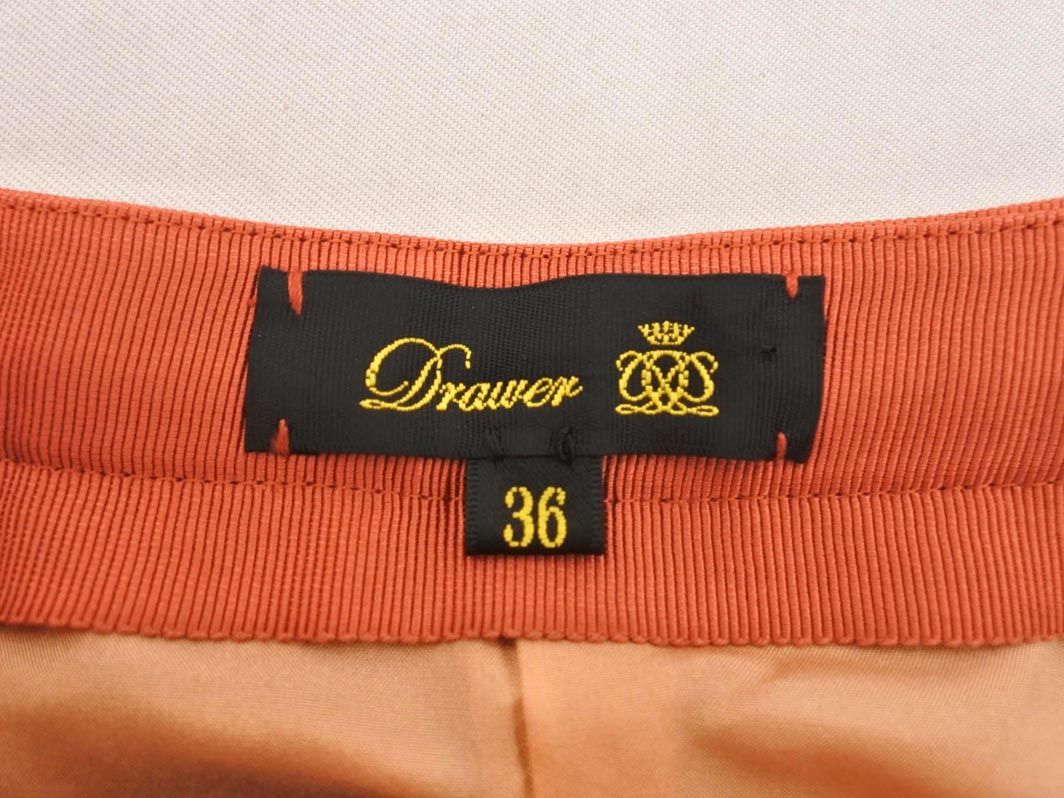 Drawer ドゥロワー ウール100% チェック ワイド パンツ size36/茶x