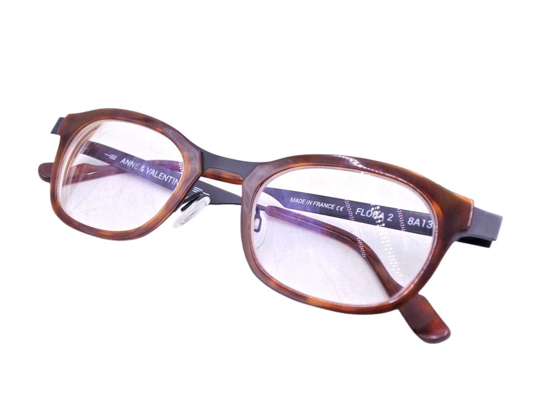 ANNE アンバレンタイン FLORA 2 8 A 13 ウェリントン 眼鏡 メガネ 茶ｘ黒 レディース