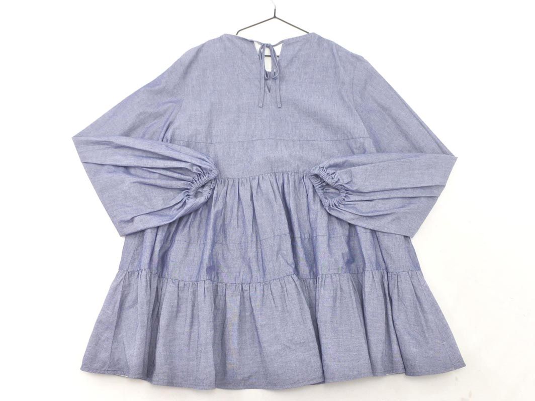 yori ヨリ ランダム ティアード ロング ブラウス シャツ sizeF/青