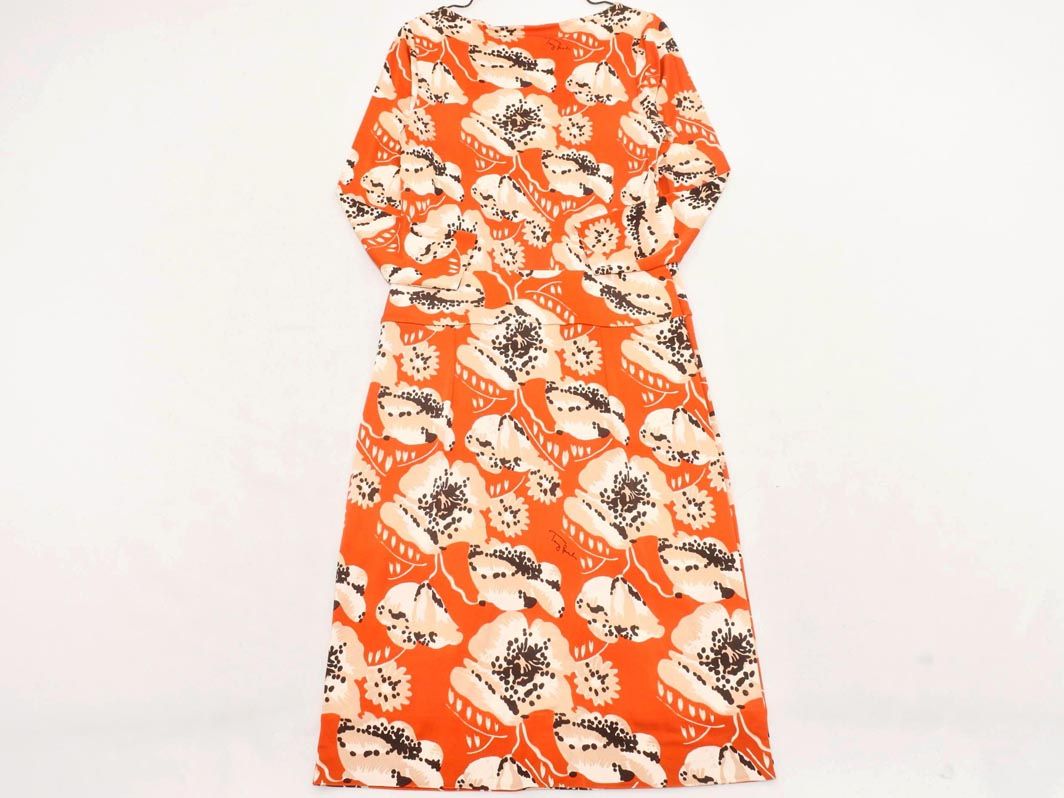 Tory Burch トリーバーチ シルク100% 総柄 Iライン ワンピース sizeS