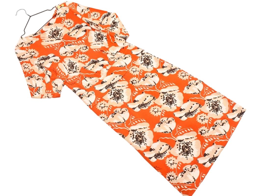 Tory Burch トリーバーチ シルク100% 総柄 Iライン ワンピース sizeS