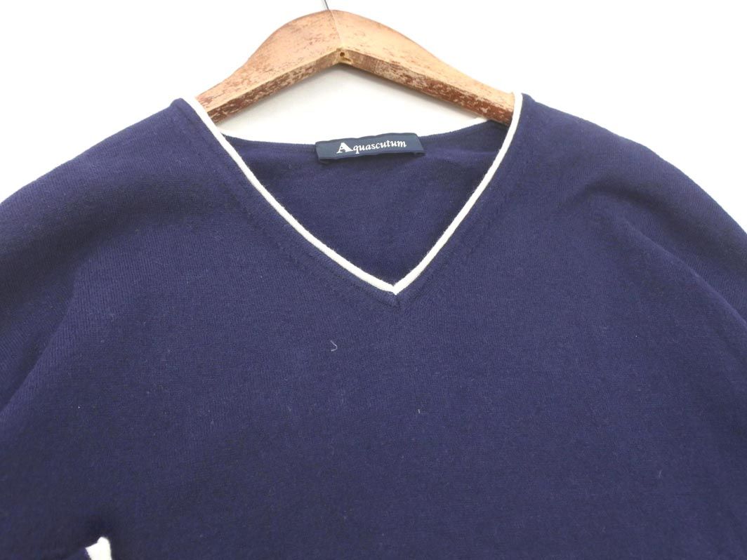 Aquascutum アクアスキュータム カシミヤ混 Vネック ニット セーター