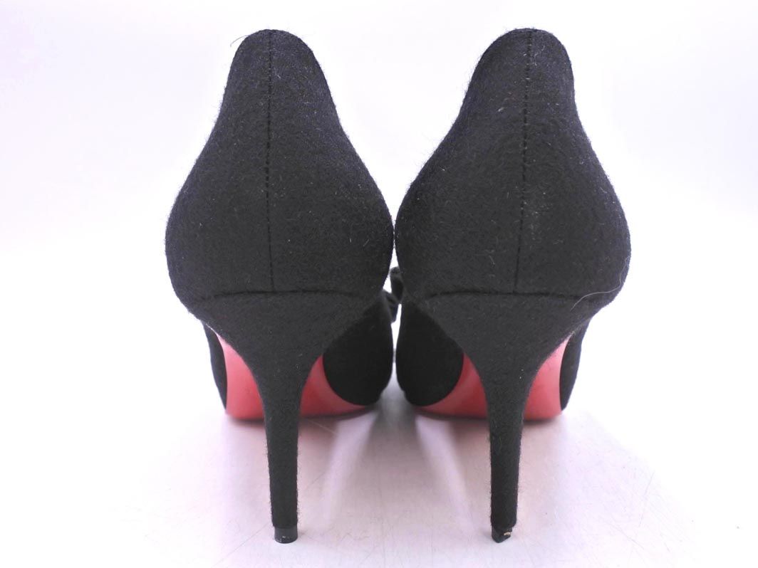 クリスチャンルブタン リボン オープントゥ ピンヒール パンプス 35.5 黒 クリスチャンルブタン リボン オープントゥ ピンヒール パンプス 35.5