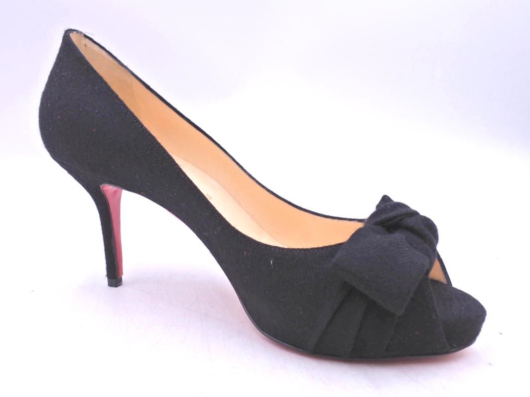 クリスチャンルブタン オープントゥ リボンパンプス Christian Louboutin クリスチャンルブタン リボン パテント オープン