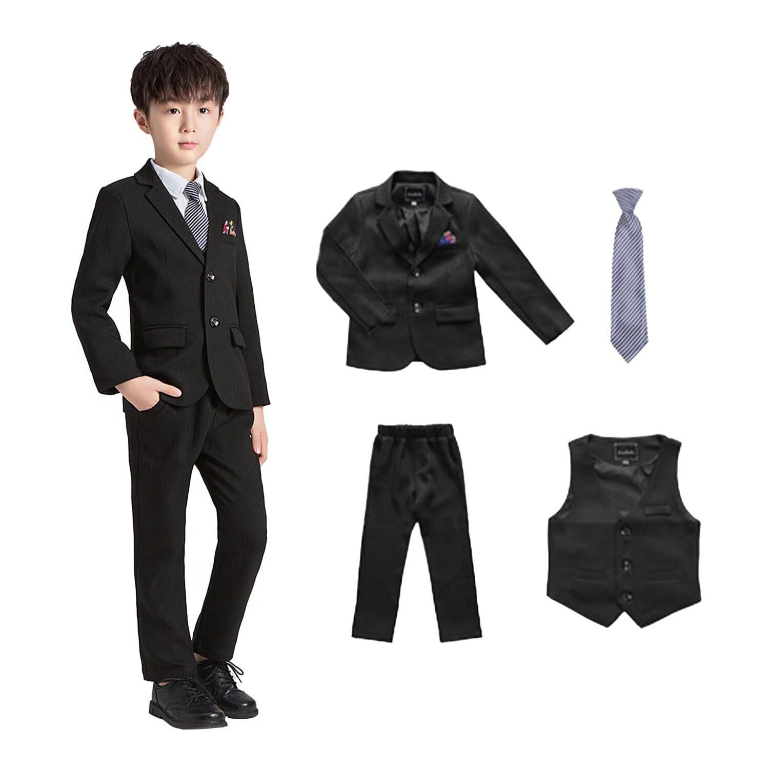 【HOT，大人気】 ボーイズ フォーマルスーツ ストライプ 子供 セットアップ フォーマル 5ピース キッズ 長袖 スーツ 紳士服 発表会 男の子 入学式 CHARM] 卒業式 [WEEN 七五三 その他