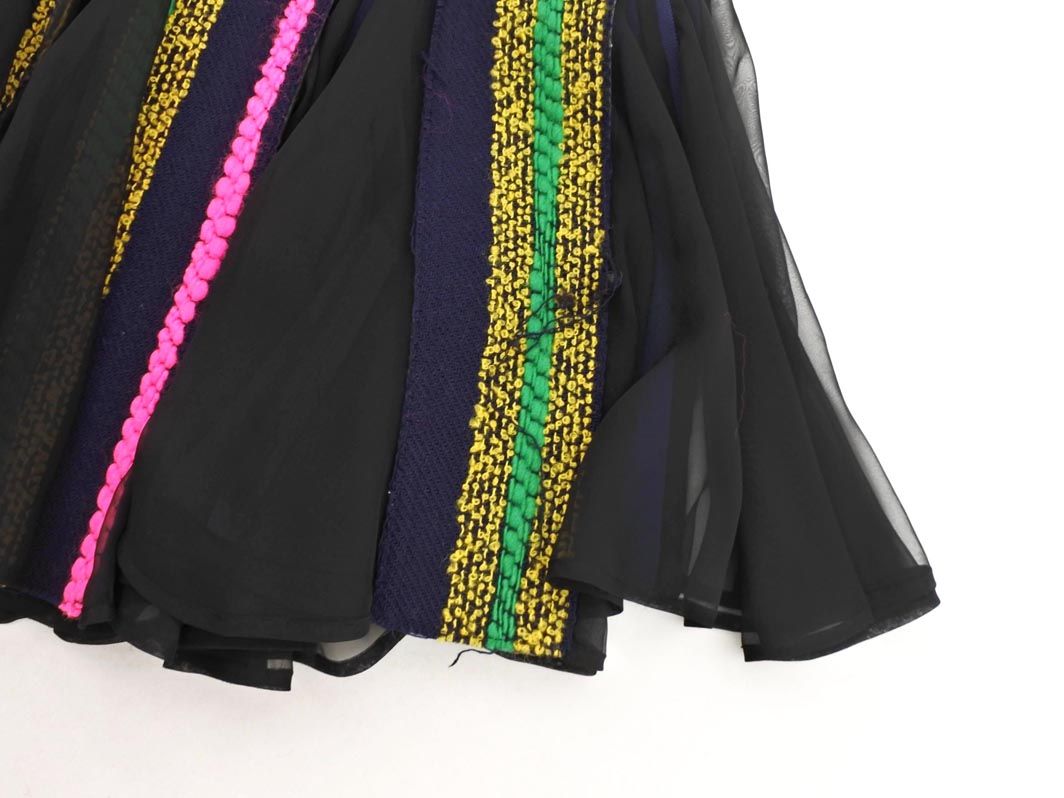 sacai サカイ ウール混 切替 シフォン 巻き ラップ スカート size 2|紺ｘ黒 ◎レディース