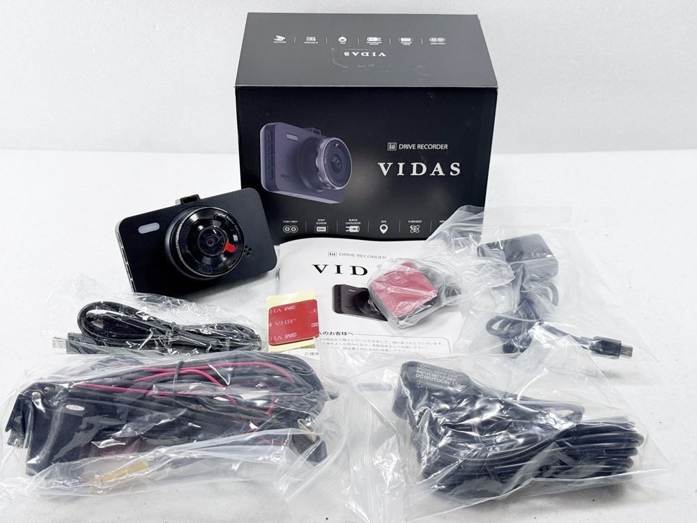 HY】【新古品】VIDAS ヴィダス ドライブレコーダー 前後2カメラ フルHD