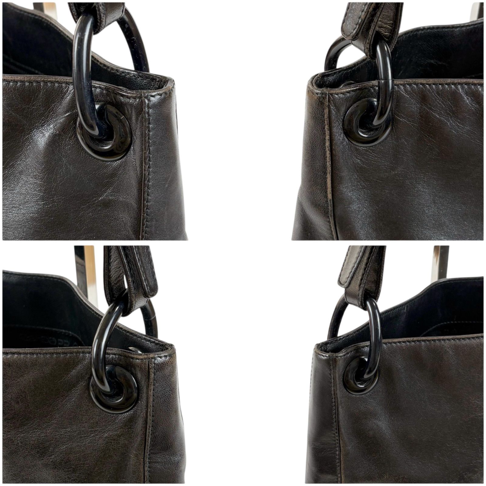 プラダ PRADA チェーンショルダーバッグ ブラック 黒 レザー ホーボー 
