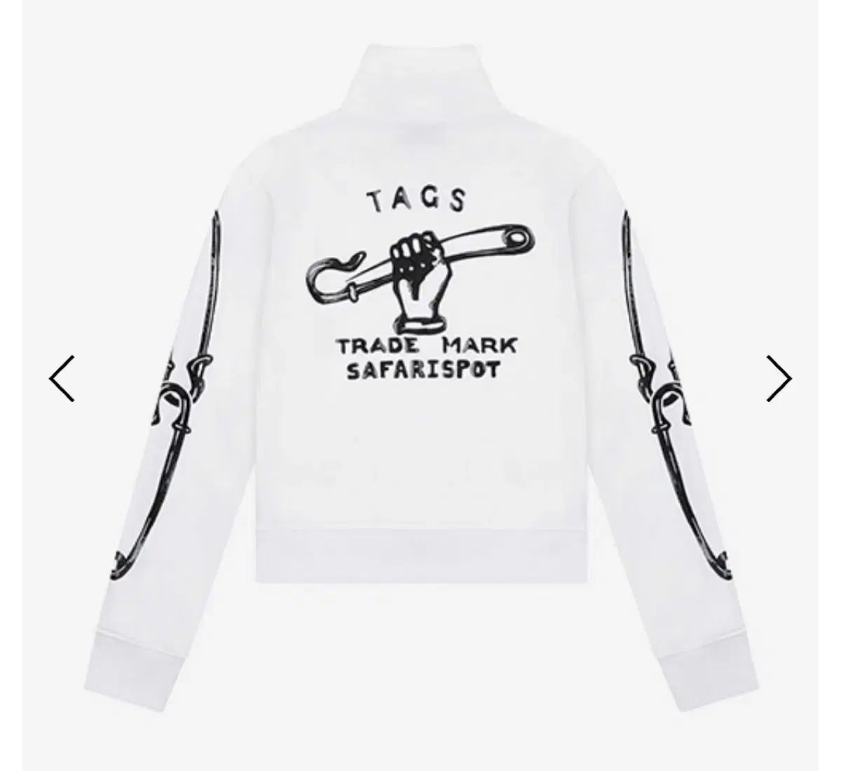 safarispot 白 ジッパーUP スウェットシャツ