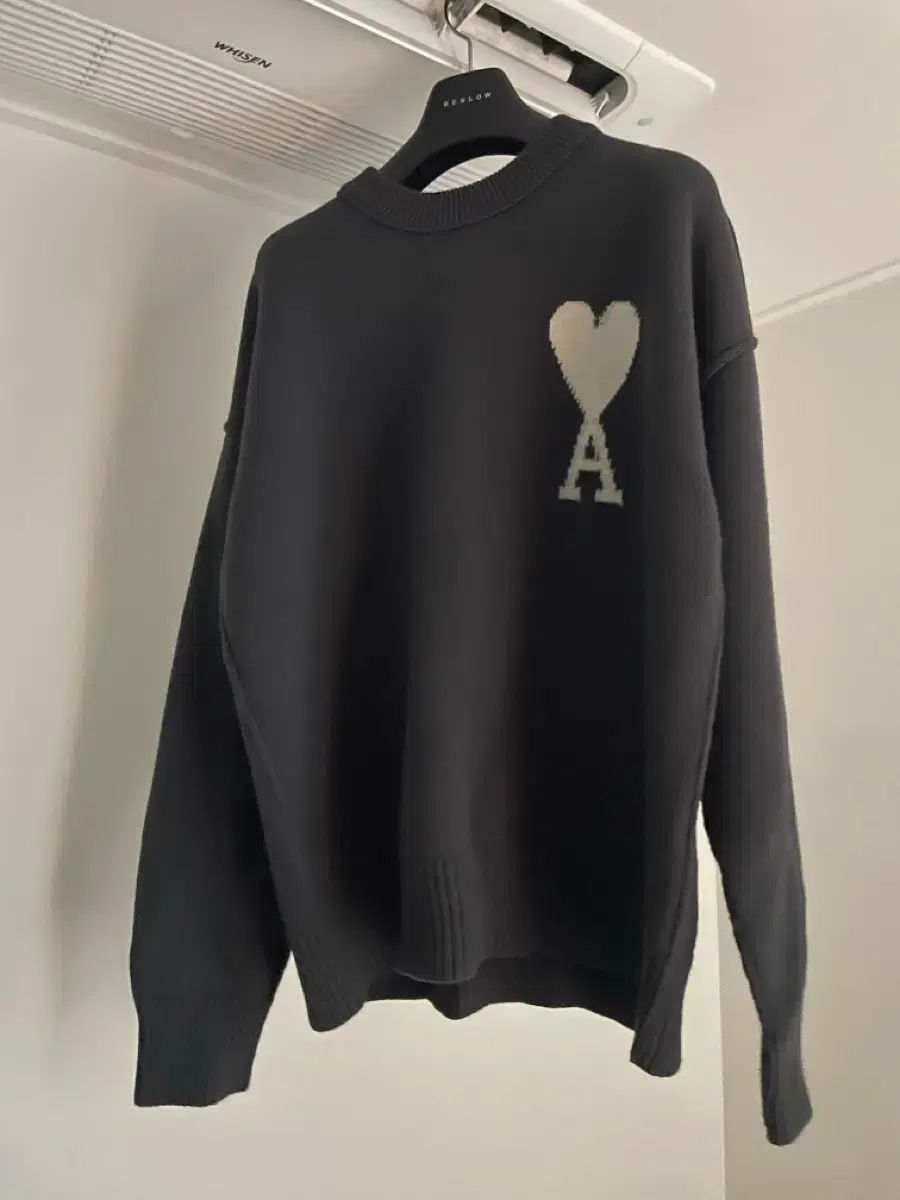 XL アミ インタルシア ビックハート ヴァージンウール ニット グレー