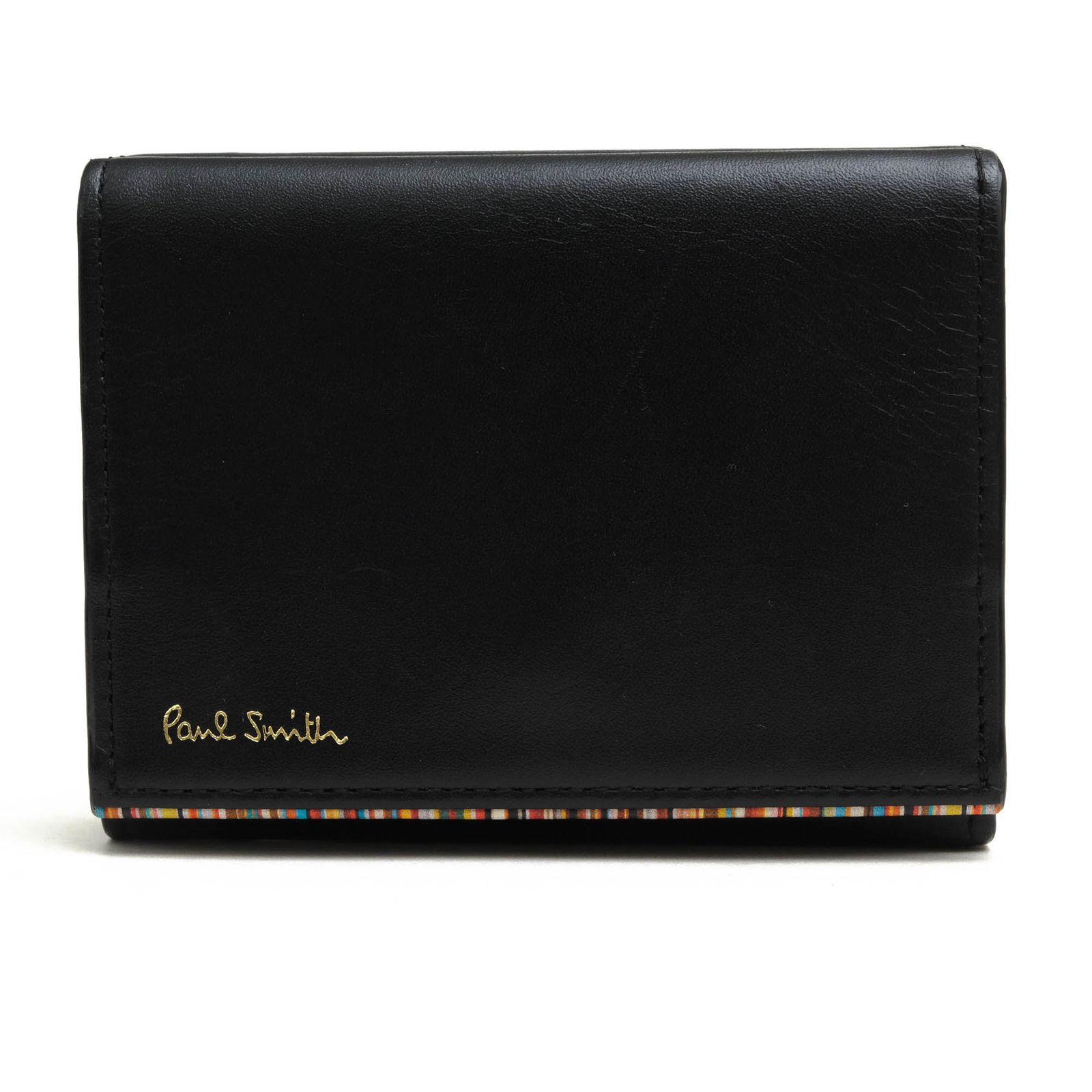 ポールスミス Paul Smith 財布 ウォレット メンズ 男性 男性用 レザー 革 本革 ブラック 黒 873301 P 762 STRIPE POINT WALLET ストライプポイント コンパクトウォレット 小銭入れあり 三つ折り
